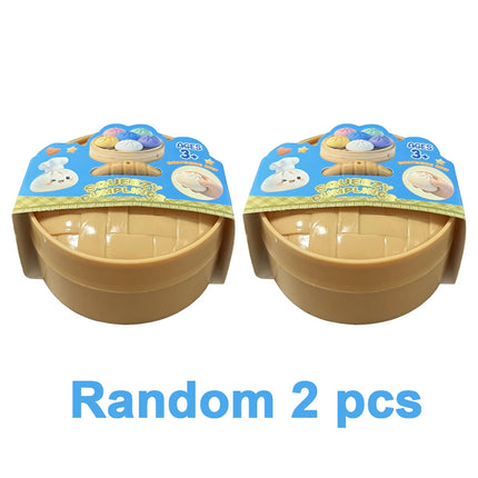Realistic Giant Dumpling Squeeze Toy with Bamboo Steamer Soft TPR Dough Ball Decompression Fidget Toy Creative Funny Gift
