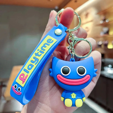 Cute Poppy Toothed Keychain Cartoon 3D Sausage Mouth Doll Car Keychain Couple Bag Pendant Children Toy Jewelry Gift