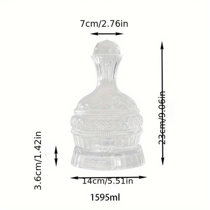 Crystal Wine Decanter Elegant Handcrafted Glass Wine Decanter Set - Rotating Wine Aerator, Spinning Whiskey Carafe