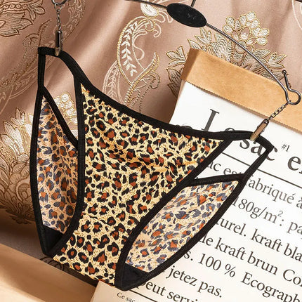 Summer Thin Breathable Women's Low-Waist Seamless Pure Desire Wild Leopard Print Panties