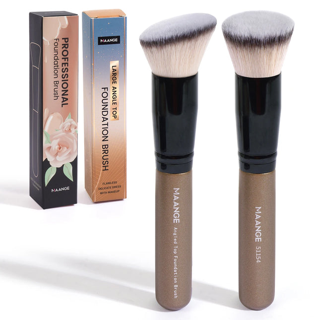 MAANGE 2pcs Foundation Makeup Brushes Paper Box Flat Head Oblique Head Makeup Brush Powder Blusher Portable Soft Brushes Makeup