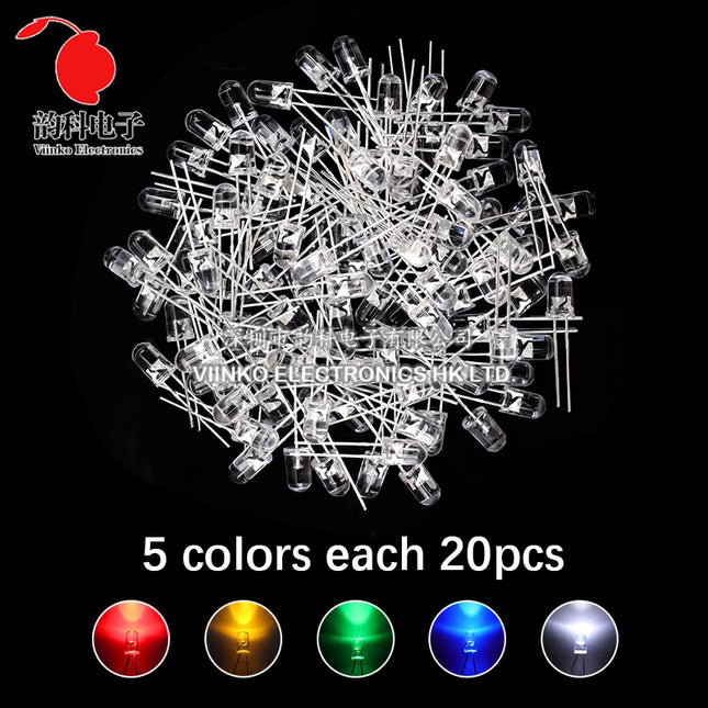 3MM 5MM Light Emitting Diodes Electronics Kit Box F3 F5 LED Diode Assorted Kit White Green Red Blue Yellow Orange