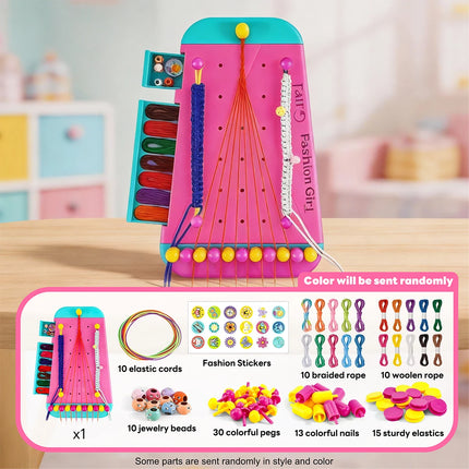 Friendship Bracelet Making Kit with Braiding Board, 2-in-1 Hair Braid & Bracelet Craft Set for Girls, DIY Jewelry Making Toys