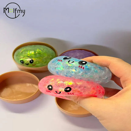 5.5cm Hot Glitter Dumpling Squishy with Box Dumplings Sensory Squeeze Toy for Stress Relief Fans Birthday Day Gifts