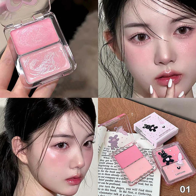 1Pc Cappuvini Water Shining Cheek Blush Highlighter Cream High Gloss Glitter Rouge Natural Brighten Face Contouring Blush Makeup
