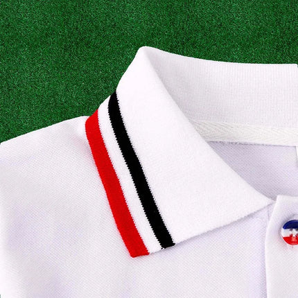 Children's pure cotton polo shirt, men's and girls' medium to large children's short sleeved T-shirt, pure cotton white base shi