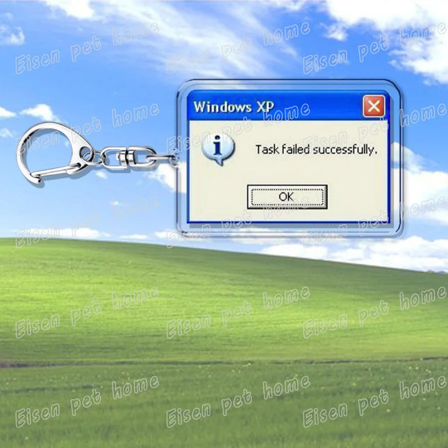 Creative XP Window Keychains for Accessories Bag Funny Task Failed Successfully KeyChain Ring Jewelry Fans Gifts Keyrings