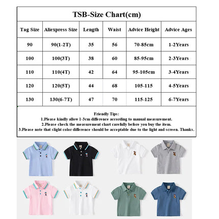 Baby Boys Polo Shirts Kids Short Sleeved T-shirt Cartoon Embroidery Blouses 2025 Summer 2 To 7 Yrs Children's Clothing Toddler