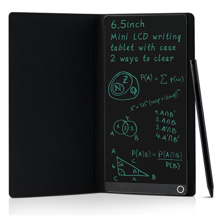 6.5 Inch LCD Writing Tablet with Leather Case Full Screen Reusable Digital Notepad Portable Use for Office Study Teaching