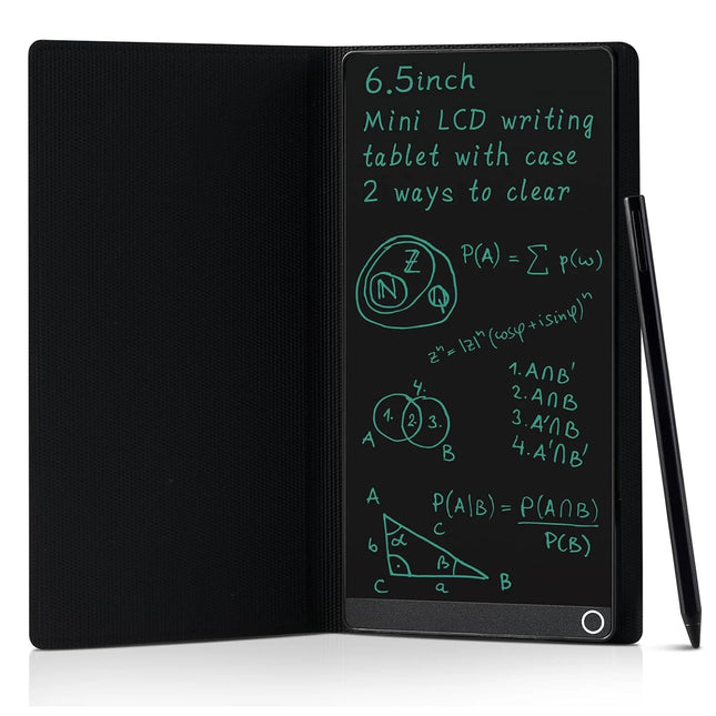 6.5 Inch LCD Writing Tablet with Leather Case Full Screen Reusable Digital Notepad Portable Use for Office Study Teaching