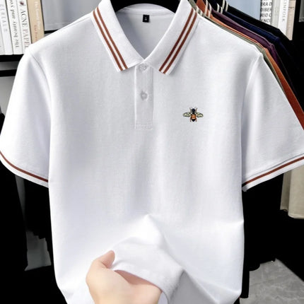 100% pure cotton summer men's polo short sleeve T-shirt business casual breathable cozy delicate popular stylish embroidered top
