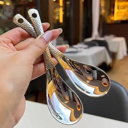 2-Pack Large Stainless Steel Spoons – Mirror Polished Dessert & Fruit Spoons for Home and Restaurant