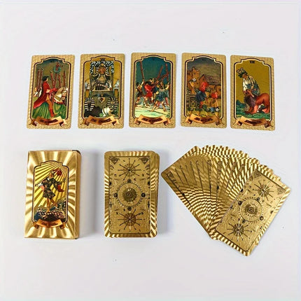 Gold Stamping Waterproof Plastic Colorful Printed Tarot Cards for Table Game Leisure Party Gathering Board Game Cards