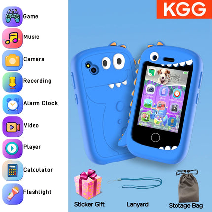 Mini Kids Phone Habit Tracke Camera 2.8inch IPS Word Learn Toy Phone MP3 Player Clock Audio Book Storytelling Eduational Toys