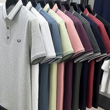 100% Pure Cotton High-End Brand Summer Designer Original Exquisite Embroidered Polo Shirt Men's Comfortable Casual Short Sleeve