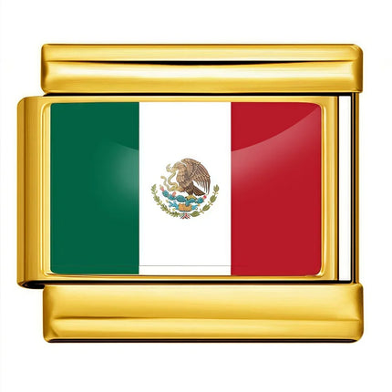 World Flag Range National Flag Bracelet Golden Module Italian Bracelet Charm Links Fit 9mm Stainless Steel DIY Making Jewellry