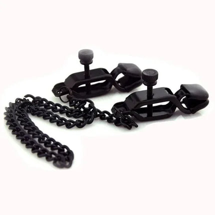 Nipple Clamp with Thick Chain Adjustable Metal Nipple Clip Non-piercing Breast Clip Adult Sex Toys for Women and Couple Pleasure
