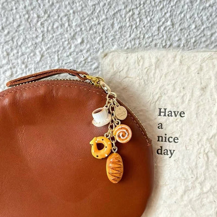 1PC Creative Unique Doughnut Bread Coffee Phone Charm Strap Pendant Lanyard Simulated Food Toys Keychain Bag Accessories Gift