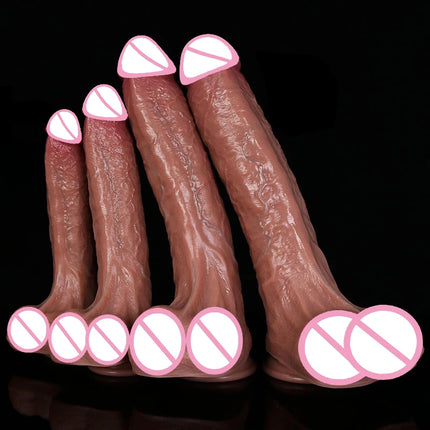 Realistic Soft Big Black Dildo Double Silicone Suction Cup Penis Female Vaginal Masturbation Cock Woman Man Anal Adult Sex Toy