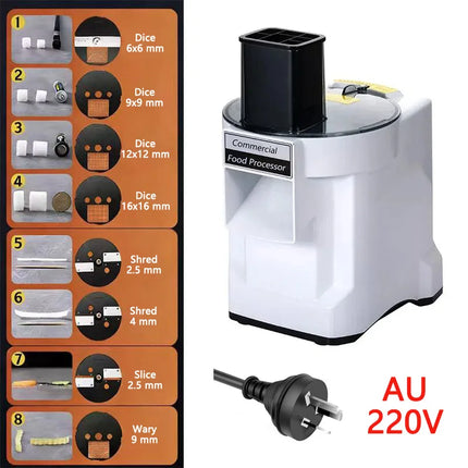 Commercial Dicing Machine K8600 White 3-in-1 Multi-Function Electric Cutter Strips Shreds Slices Dice Radish Potato Vegetables