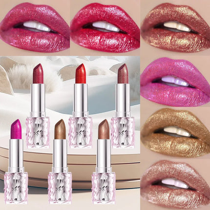 HUASURV Waterproof Shimmer Lipstick: Pearlescent Fine Glitter Long Lasting Lip Gloss New Arrival for Smooth Shiny Lip Makeup