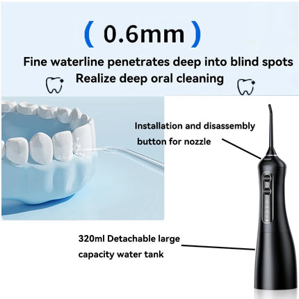 Oral Irrigator Sonic  Electric Toothbrush Set Water Dental Flosser Teeth Portable Cordless USB Cleaner IPX7 Waterproof