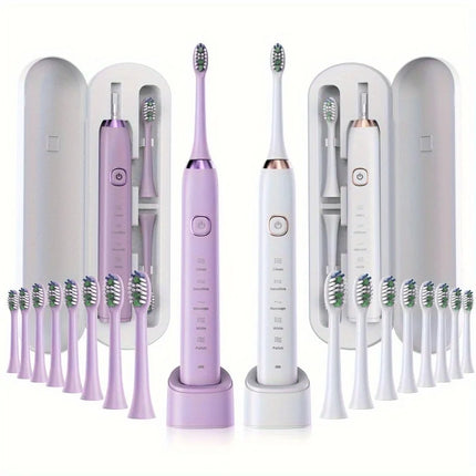 Rechargeable Sonic Electric Toothbrush 5 Modes 8 Heads 40000 VPM IPX7 Waterproof 30 Days Battery Adult Ultrasonic Tooth Brush
