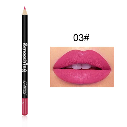 12 Color Nude Matte Lipstick Pencil Long-lasting Waterproof Lip Pencil High Pigmented Lip Liner Lips Makeup Tool Lip Contouring