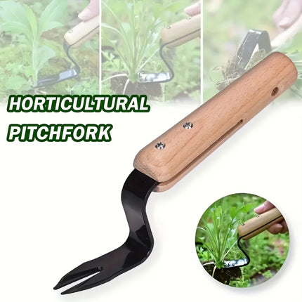 1 Handheld Weeding Tool - Durable Metal Fork with Wooden Handle for Easy Removal of Dandelions and Weeds, Weeding Trimmer