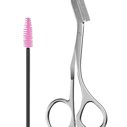 New 2pcs/set Safe Stainless Steel Eyebrow Trimme  Eyebrow Scissors With Comb Hair Removal Shaver Cutter Durable Makeup Tool