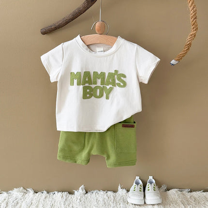 2Pcs/set Summer New Baby Boys Clothing Casual Newborn Set Cute letter patch Short sleeved Shirt+Shorts Fashionable Baby Set