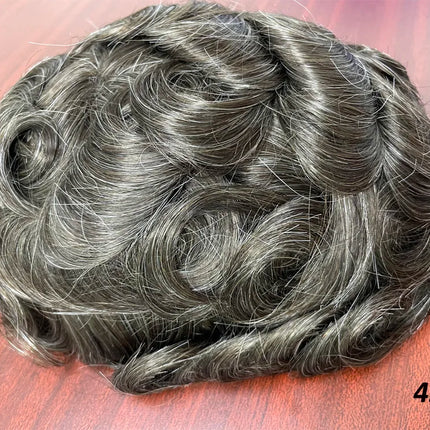Q6 HD Lace PU Base Men Toupee Indian Human Hair Wig for Man Skinlike Lace PU Natural Remy Hair System Unit Brown Human Hairpiece