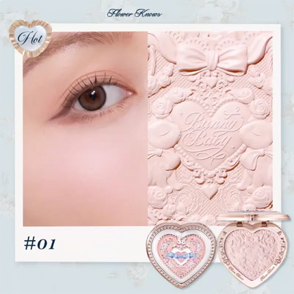 Flower Knows Bunny Garden Collection Embossed Blush Palette Long Lasting Waterproof Face Blusher Powder Matte Finish
