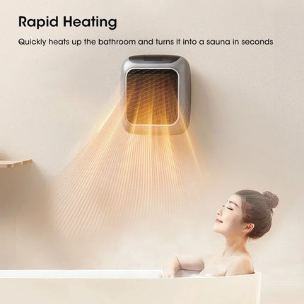 PTC Ceramic Heater Wall Mount Desktop Portable with Remote Control for Bathroom Home Office Fast Heating Fan