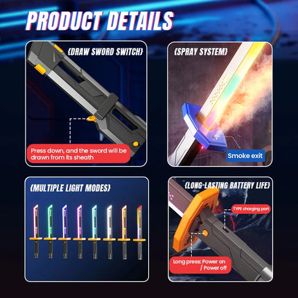 Spark Pull Sword Lightsaber Children's Lightsaber Toy with Sound Light Spray Sound Toy Boy's Birthday Holiday Gifts