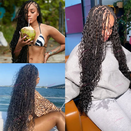 Loose Deep Wave Bulk Human Hair Curly Hair Pre-Divided For Braiding Double Drawn Pre-Stretched Hair Extensions For Boho Braids
