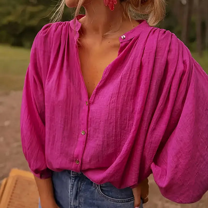 New Elegant Stand-up Collar Long-Sleeve Shirt Plus Size Women's Top Rose Wrinkles French Blouse All Match Female Clothing Office