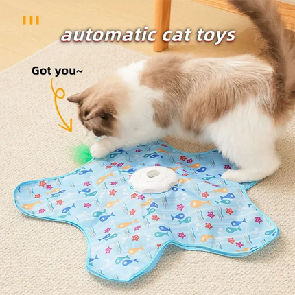 Automatic Cat Hunting Cover Toy Interactive Turntable Teaser Stick Pet Game Hiding Toy Fun Exercise for Indoor Cats Kittens