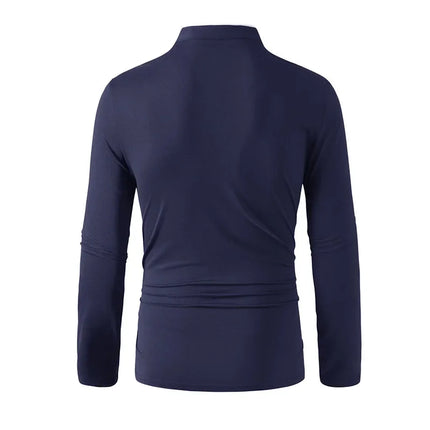 2025 New Men's Casual and Fashionable Solid Color Long-Sleeved Stand-Up Collar T-Shirt Summer Versatile and Comfortable Top
