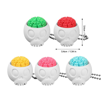 10/1pcs Fun 3D Printed Skull Brain Clicker Keychain Skull Button Fidget Clicker Mechanical Keyboard Bag Pendant Stress Relief