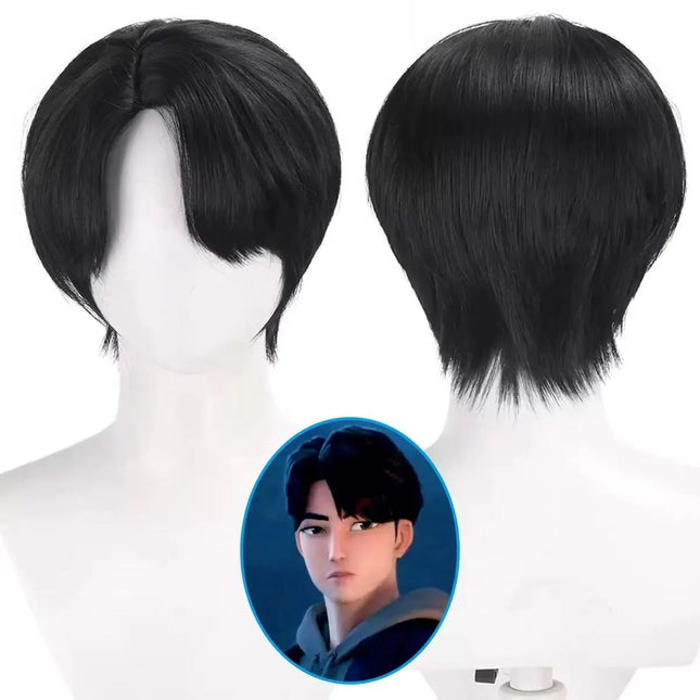Anime Alien Stage Ivan Cosplay Black Sorrow Cosplay Black Wig Short Black synthetic Cos Wigs Heat Resistant Hair Wigs Halloween