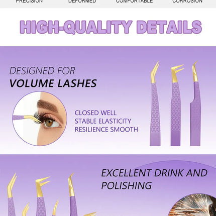 AILEISHI Eyelashes Tweezers Stainless Steel Superhard Tweezers High Precision Anti-static Tweezers For Eyelash Extensions Tools