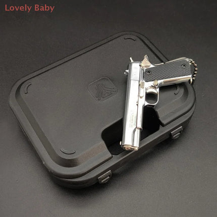 1:3 Model Gun Keychain Empty Case Miniature Alloy Pistol Suitcase Black Plastic Box 1:3 Toy Gun Plastic Suitcase Accessory