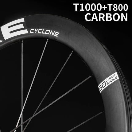 KORE Carbon Spoke Wheelset-50mm-T1000 Carbon Rims 36T/60T Ratchet Hub XDR/HG 700C Design for Ultra-Light Road Racing Performance