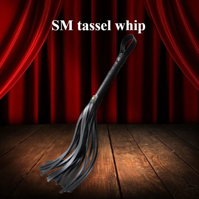 SM Leather Whip for Punishment Spanking Double-Sided Faux Leather Flogger Couple Flirting SP Tool Adult BDSM Sex Accessory