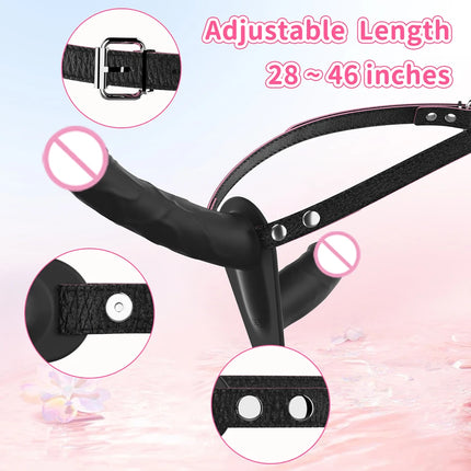 Strap on Harness Dildo Wearable G Spot Vibrator Adult Toy with Remote Control 10 Modes Double Ended Dildo Lesbian Womens Sex Toy