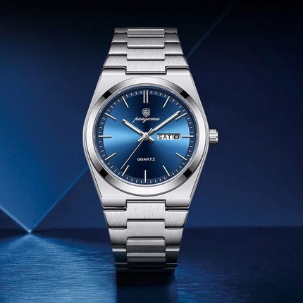 PAAZOMU Luxury Sport Quartz Man Wristwatch Waterproof Luminous Date Week Men Watches Stainless Steel Men's Watch Male Watch+box