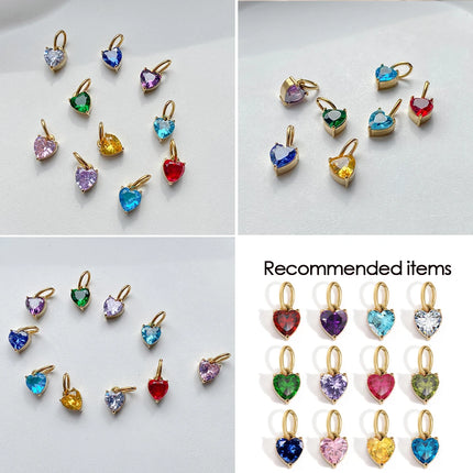 eManco 6MM Colorful Birthstone Pendant DIY Stainless Steel Women's Accessories Niche Design Luxury Rhinestone Charms Wholesale