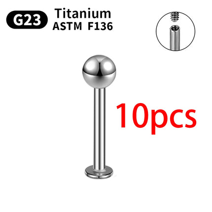 1/5/10pcs G23 Titanium Piercings Labret Stud Lip Nose piercing kit Eyebrow C rod Body Jewelry ASTM-F136 Cartilage Earring