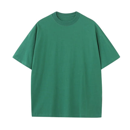 230G M-5XL Solid T Shirt 100% Cotton Gym Sport Fitness Loose Large Size Men Short Sleeve Running Shirt Men Workout Training Tees